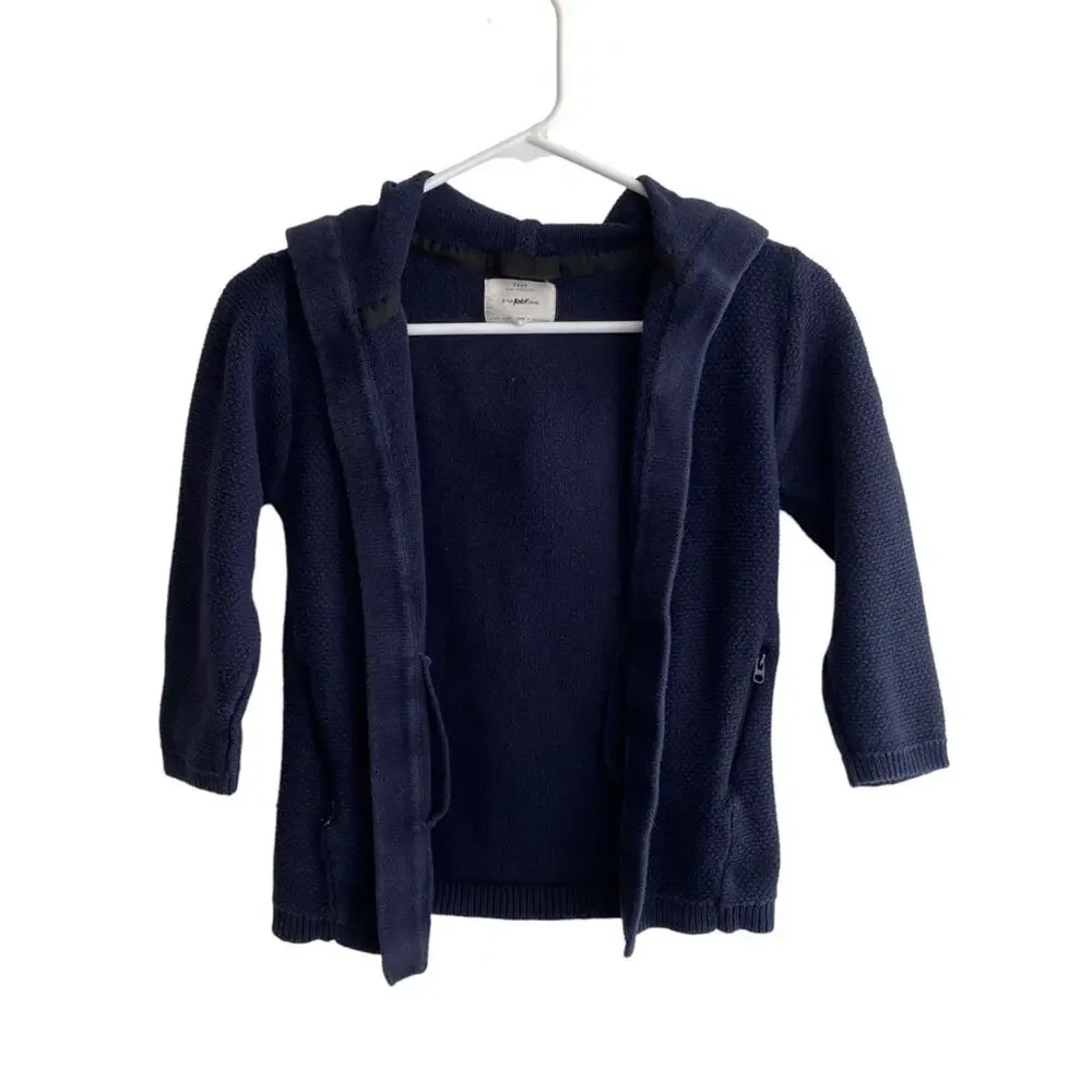 Zara Kids Knit Hooded Open Cardigan Sweater